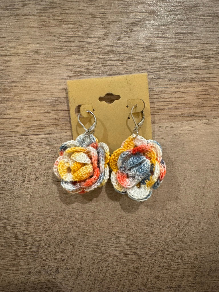 Crochet flower earrings (danglies)
